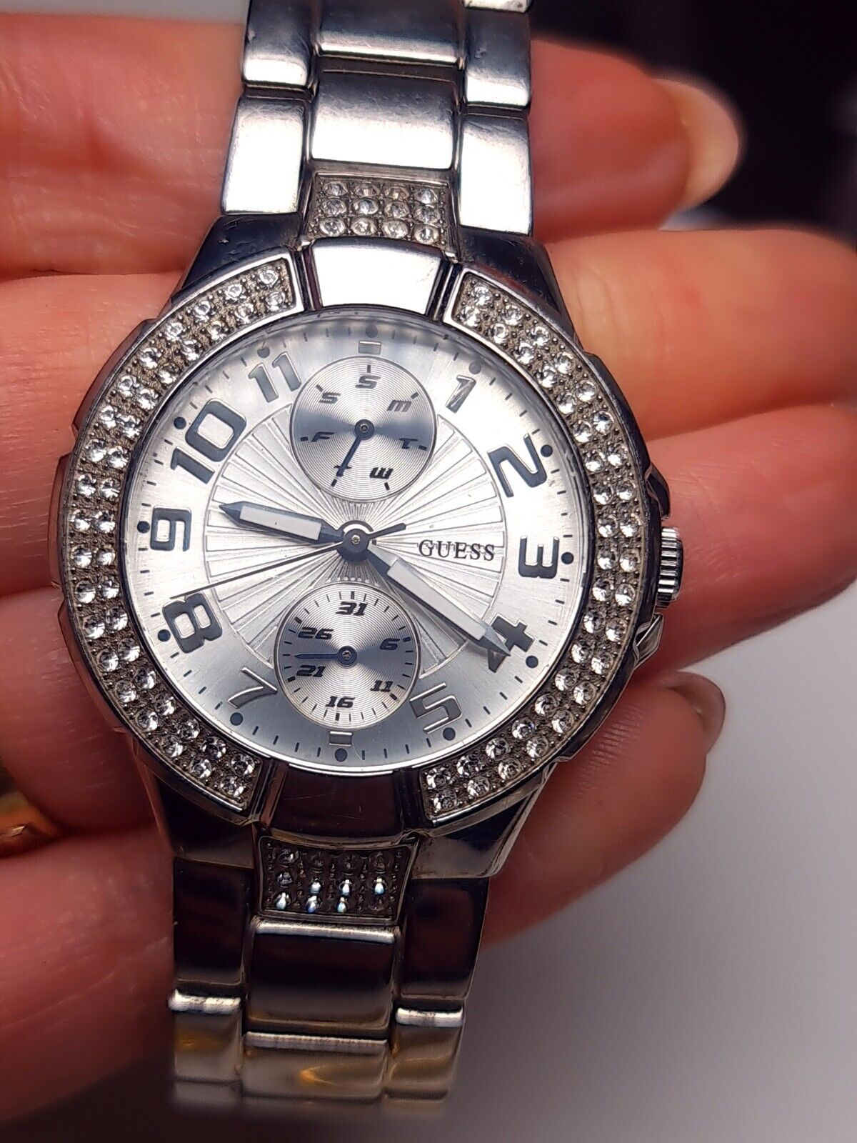 Shop Authentic Guess Mini Prism Diamonds Silver Dial Silver Steel Strap Watch for Women - W12638L1 - Luxxuri