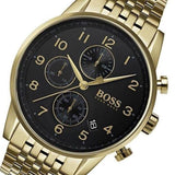  Shop Authentic Hugo Boss Navigator Black Dial Gold Steel Strap Watch for Men - 1513531 - Luxxuri