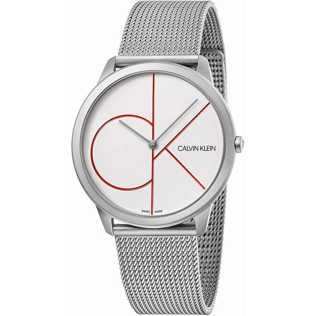  Shop Authentic Calvin Klein Minimal White Dial Silver Mesh Bracelet Watch for Men - K3M51152 - Luxxuri