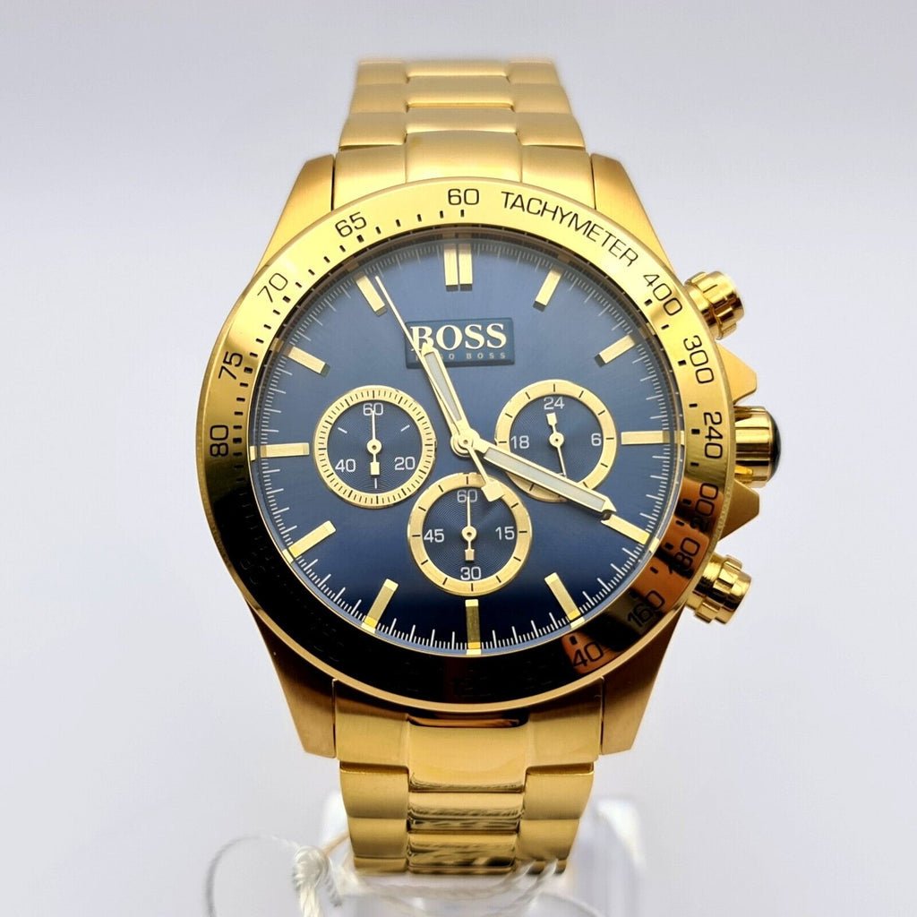  Shop Authentic Hugo Boss Ikon Blue Dial Gold Steel Strap Watch for Men - 1513340 - Luxxuri
