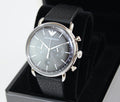 Shop Authentic Emporio Armani Aviator Chronograph Black Dial Black Leather Strap Watch For Men - AR11143 - Luxxuri