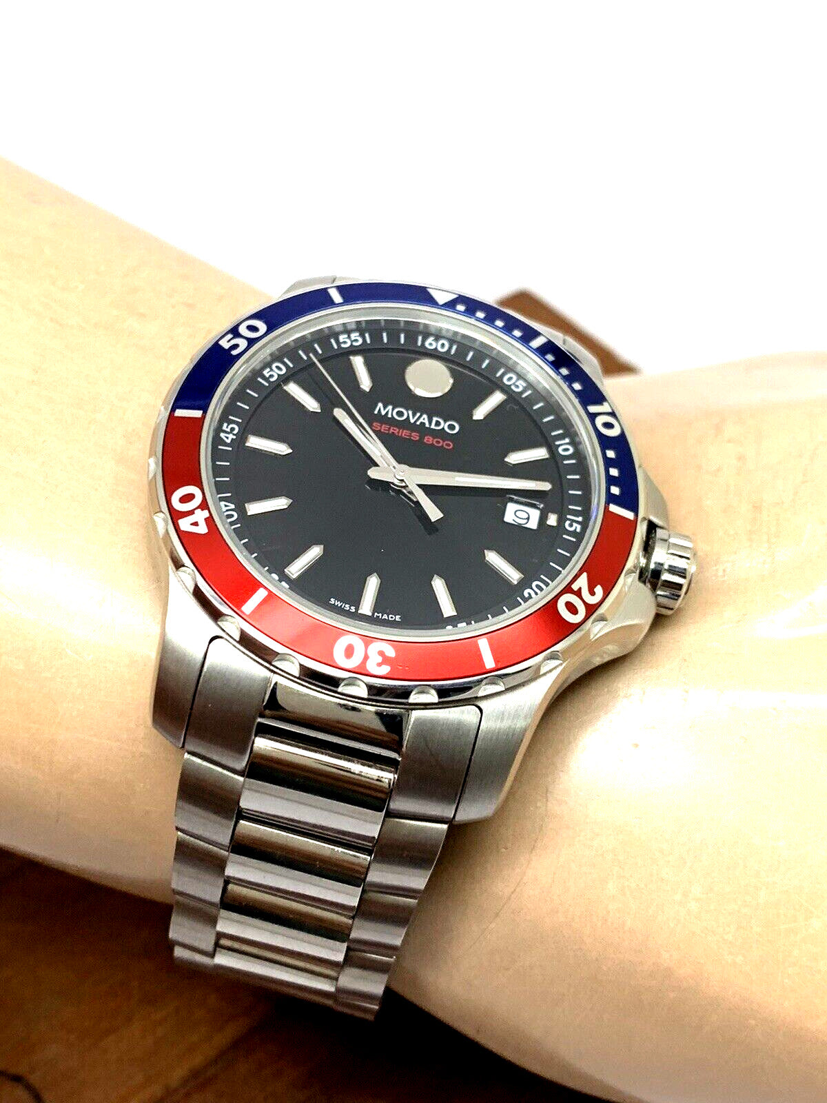  Shop Authentic Movado Series 800 Pepsi Black Dial Silver Steel Strap Watch for Men - 2600152 - Luxxuri