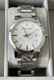  Shop Authentic Burberry The City Silver Dial Silver Steel Strap Watch for Men - BU9037 - Luxxuri