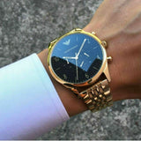  Shop Authentic Emporio Armani Classic Chronograph Black Dial Gold Steel Strap Watch For Men - AR1893 - Luxxuri