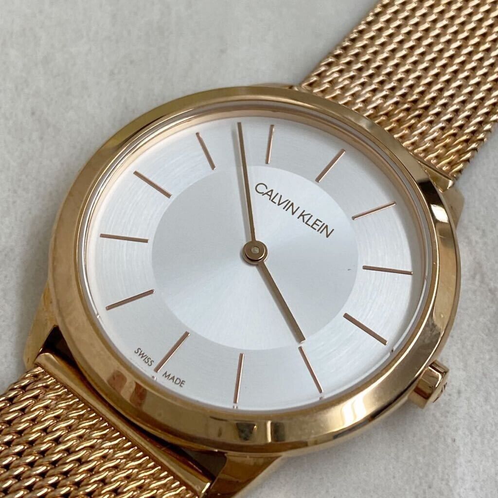  Shop Authentic Calvin Klein Minimal White Dial Rose Gold Mesh Bracelet Watch for Women - K3M22626 - Luxxuri