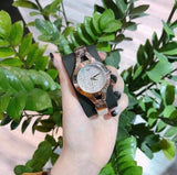  Shop Authentic Emporio Armani Chiara Quartz Crystals White Dial Rose Gold Leather Strap Watch For Women - AR7437 - Luxxuri