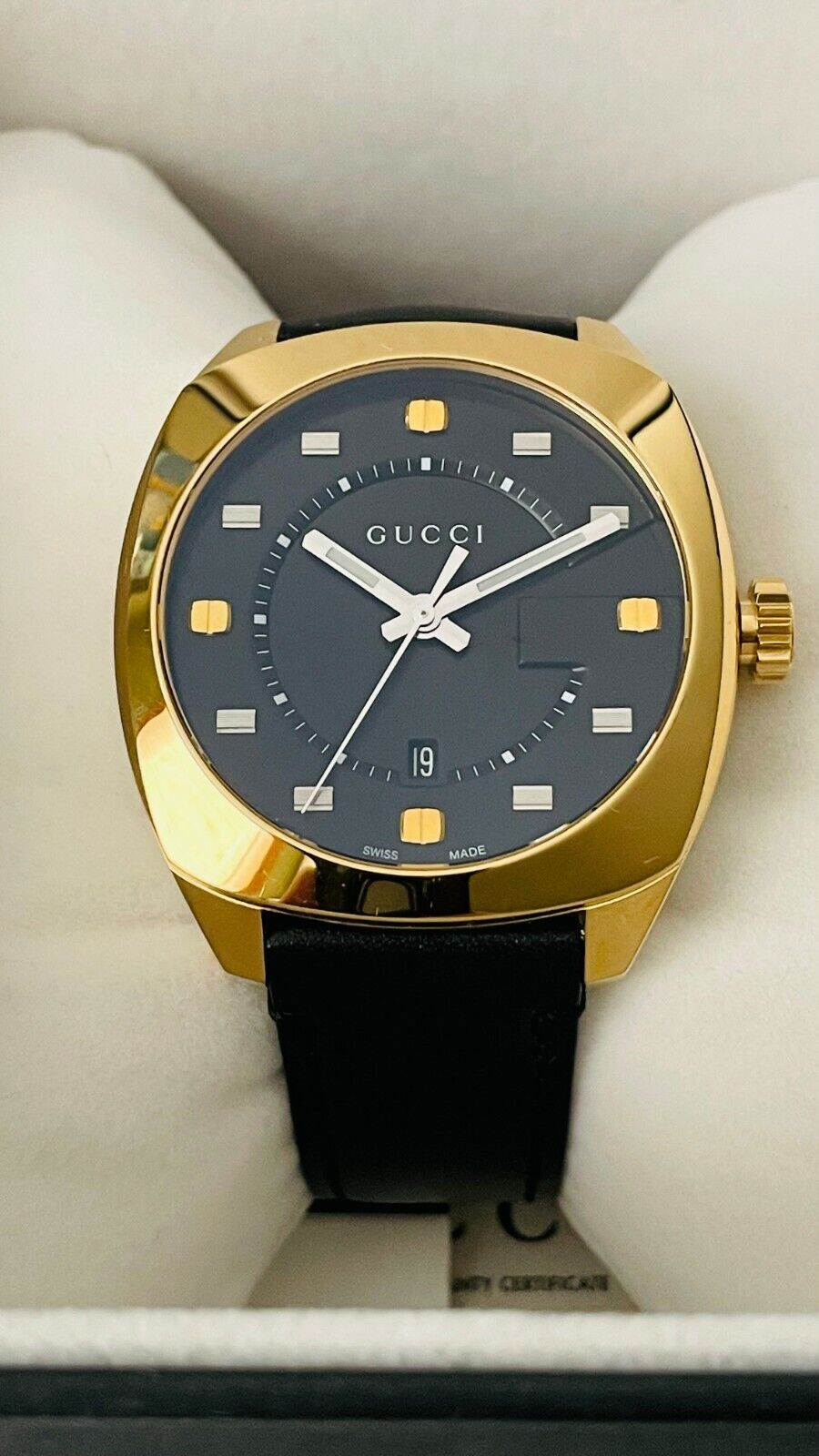  Shop Authentic Gucci GG2570 Black Dial Black Leather Strap Watch For Men - YA142310 - Luxxuri