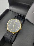  Shop Authentic Movado Ultra Slim Black Dial Black Leather Strap Watch For Women - 0607091 - Luxxuri