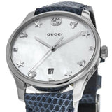  Shop Authentic Gucci G-Timeless Signature Mother of Pearl Silver Dial Blue Leather Strap Watch For Women - YA1264049 - Luxxuri
