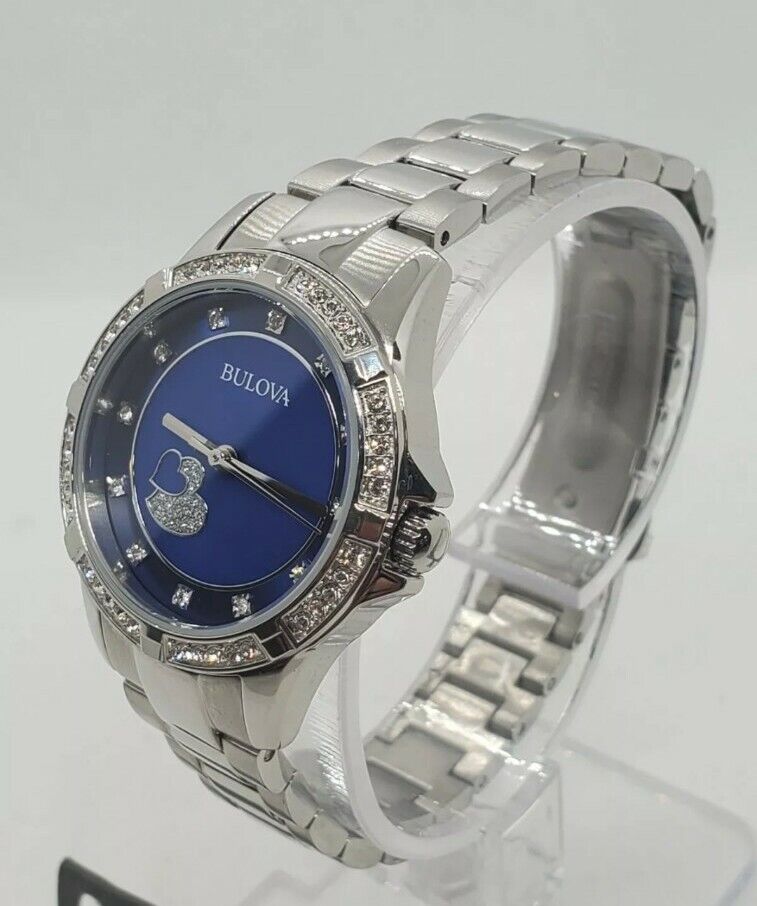  Shop Authentic Bulova Crystal Collection Blue Mother of Pearl Dial Silver Steel Strap Watch for Women - 96L238 - Luxxuri
