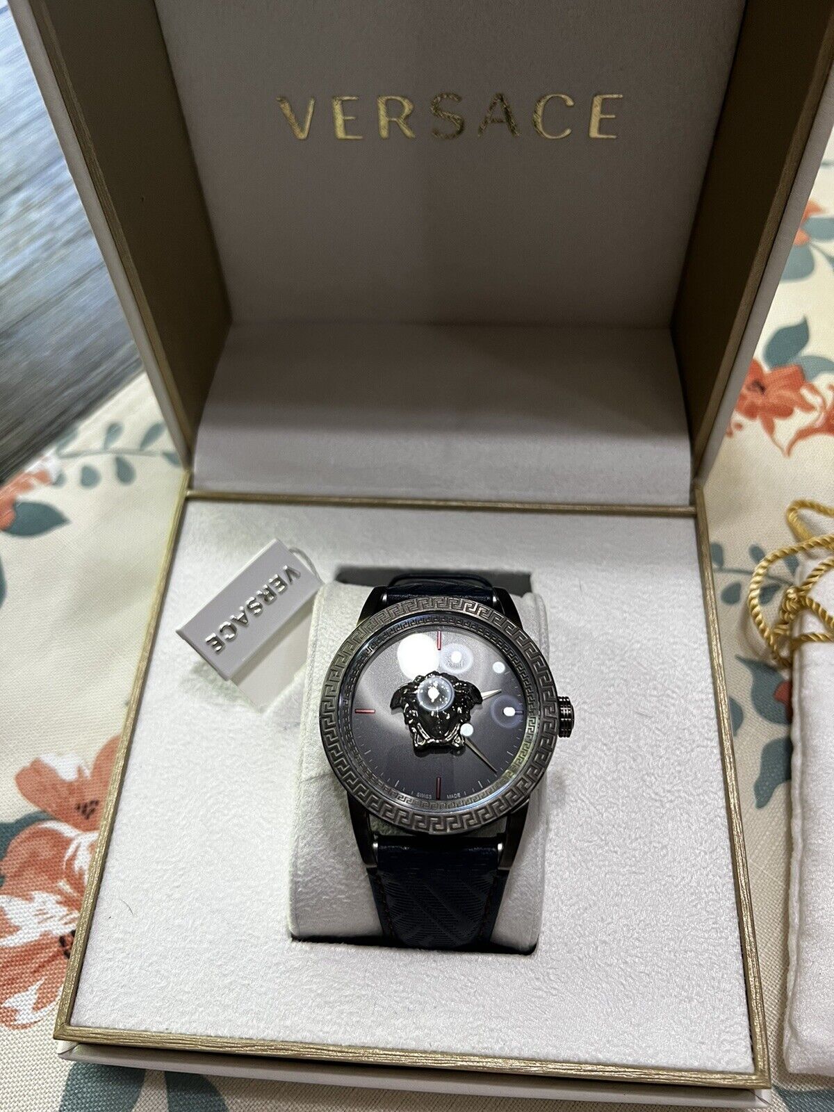  Shop Authentic Versace Palazzo Empire Black Dial Black Leather Strap Watch for Men - VERD00218 - Luxxuri