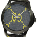  Shop Authentic Gucci G Timeless Ghost Black Dial Black Leather Strap Watch For Men - YA1264019 - Luxxuri