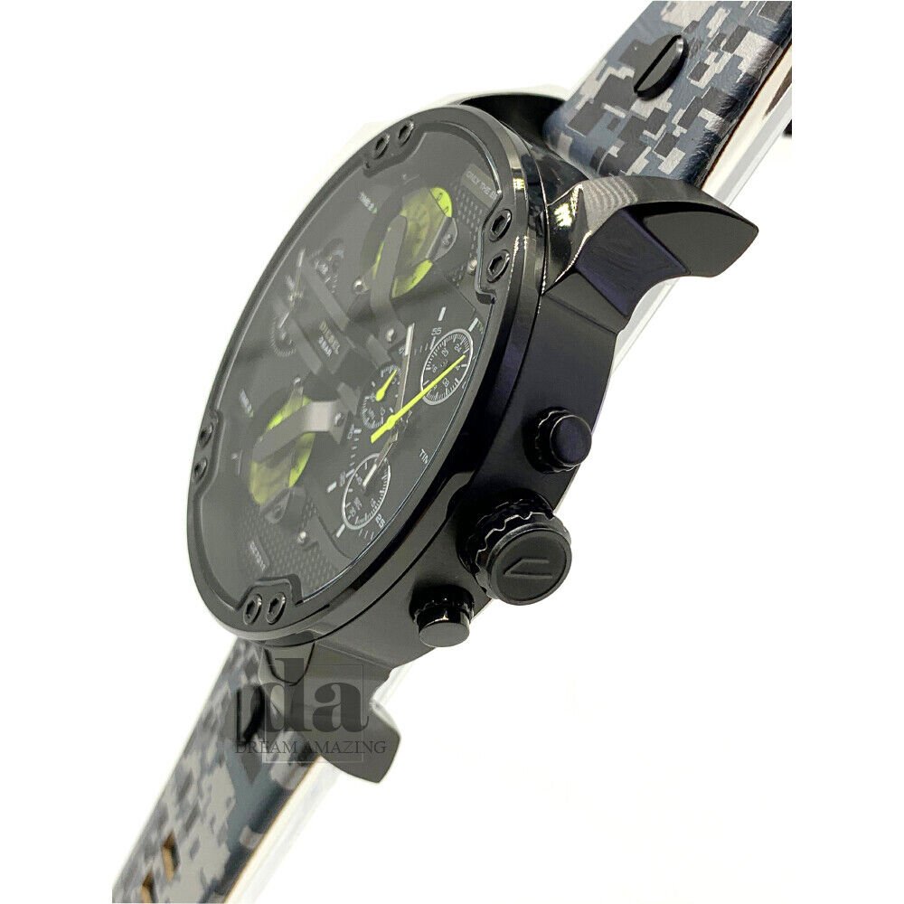  Shop Authentic Diesel Big Daddy Chronograph Black Dial Black Leather Strap Watch For Men - DZ7311 - Luxxuri