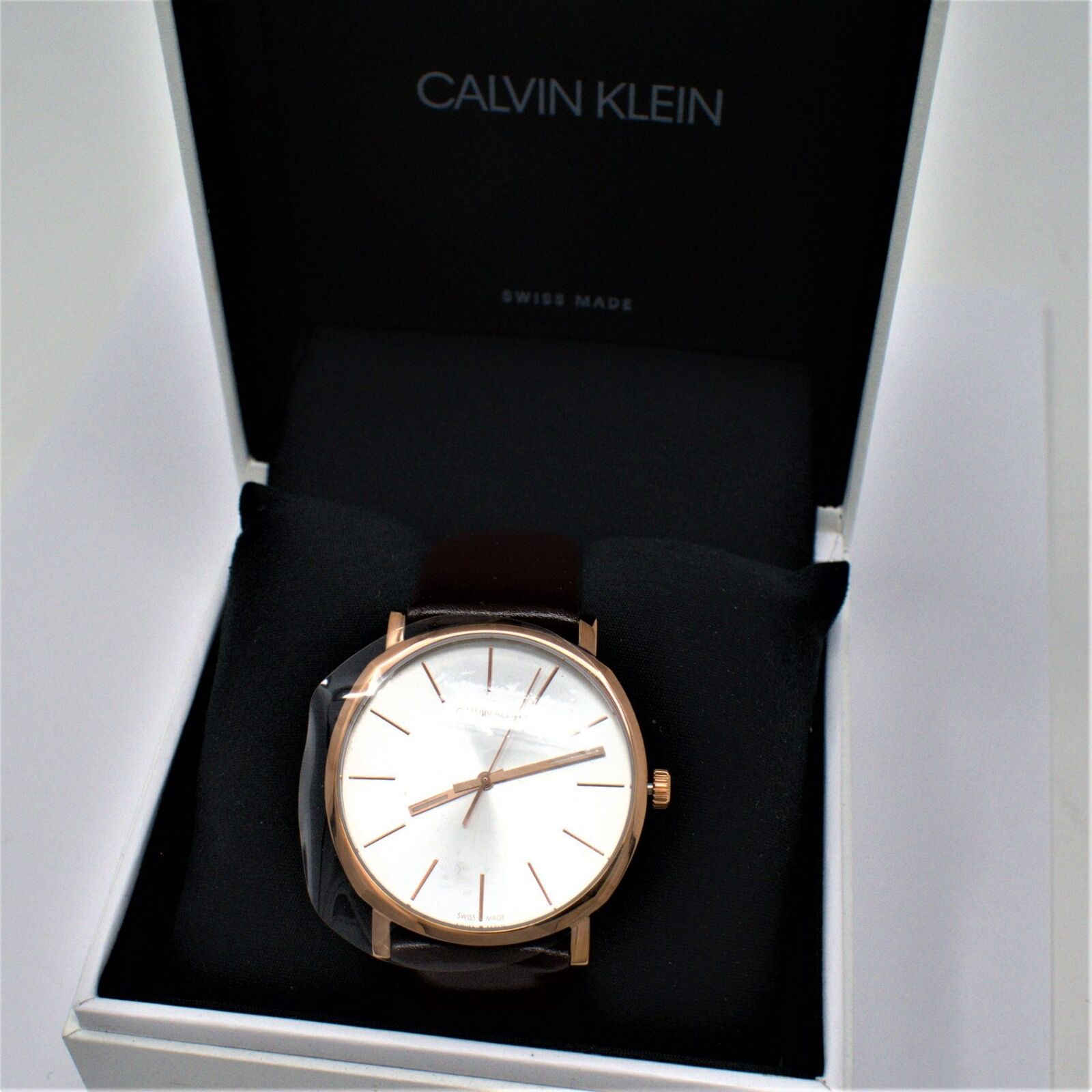  Shop Authentic Calvin Klein Posh Silver Dial Brown Leather Strap Watch for Men - K8Q316G6 - Luxxuri