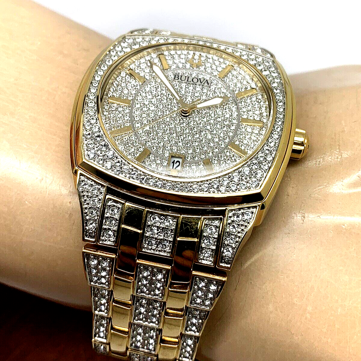  Shop Authentic Bulova Phantom Crystal Silver Dial Two Tone Steel Strap Watch for Men - 98B323 - Luxxuri