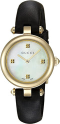  Shop Authentic Gucci Diamantissima Mother of Pearl Dial Black Leather Strap Watch For Women - YA141505 - Luxxuri