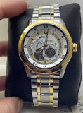  Shop Authentic Bulova BVA Skeleton Silver Dial Two Tone Steel Strap Watch for Men - 98A123 - Luxxuri
