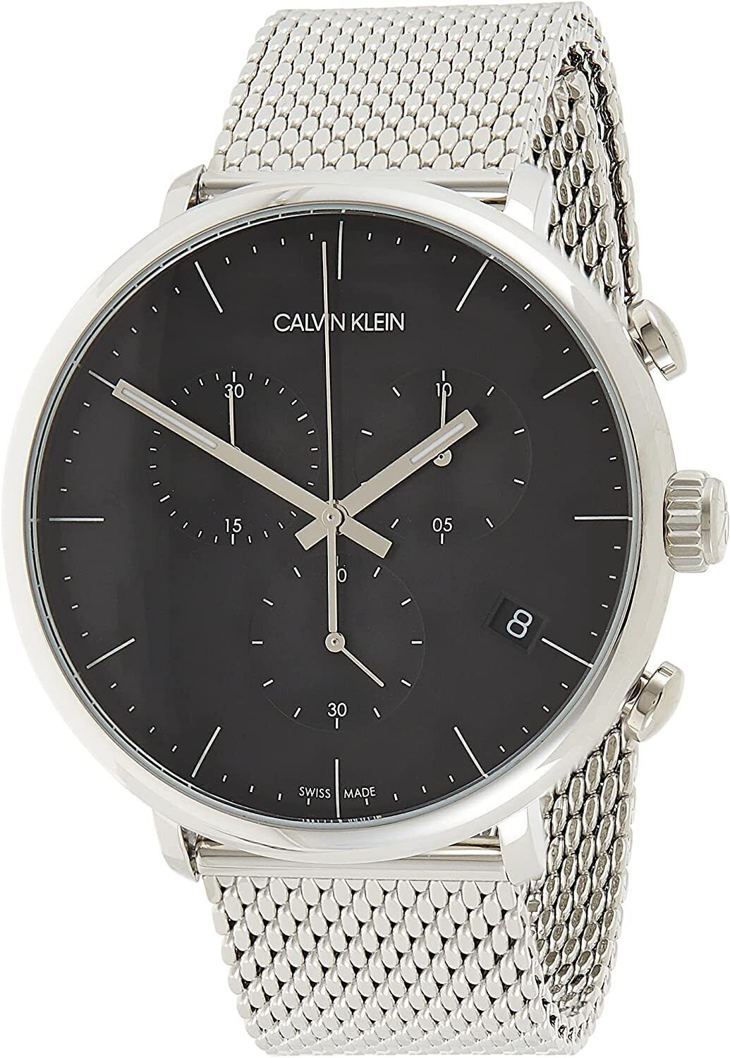  Shop Authentic Calvin Klein High Noon Chronograph Black Dial Silver Mesh Bracelet Watch for Men - K8M27121 - Luxxuri