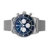  Shop Authentic Breitling Superocean Heritage B01 Chronograph 44 Blue Dial Silver Mesh Bracelet Watch for Men - AB0162161C1A1 - Luxxuri
