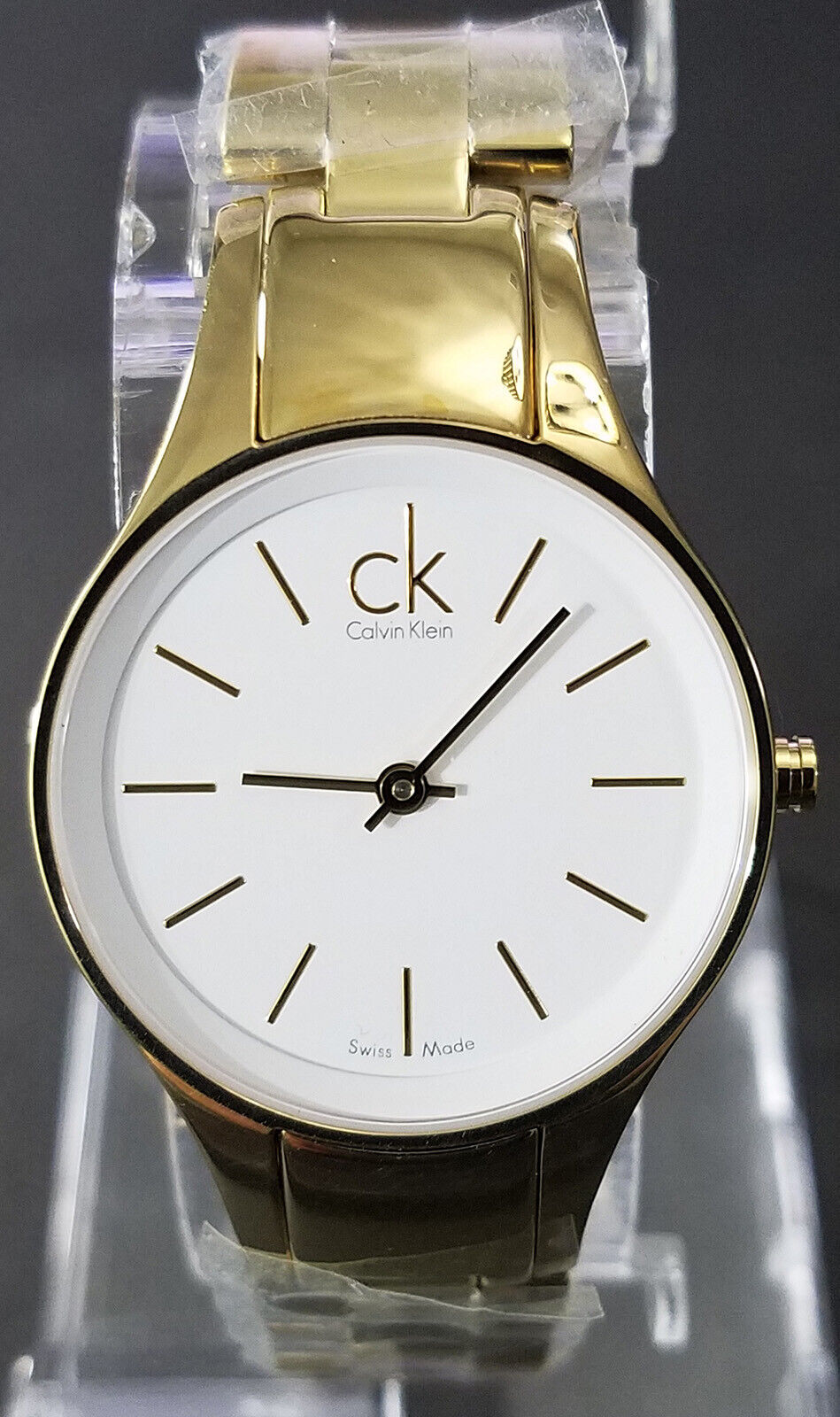  Shop Authentic Calvin Klein Simplicity White Dial Gold Steel Strap Watch for Women - K4323212 - Luxxuri