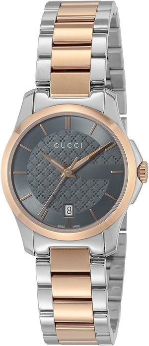  Shop Authentic Gucci G Timeless Grey Dial Two Tone Steel Strap Watch For Women - YA126527 - Luxxuri