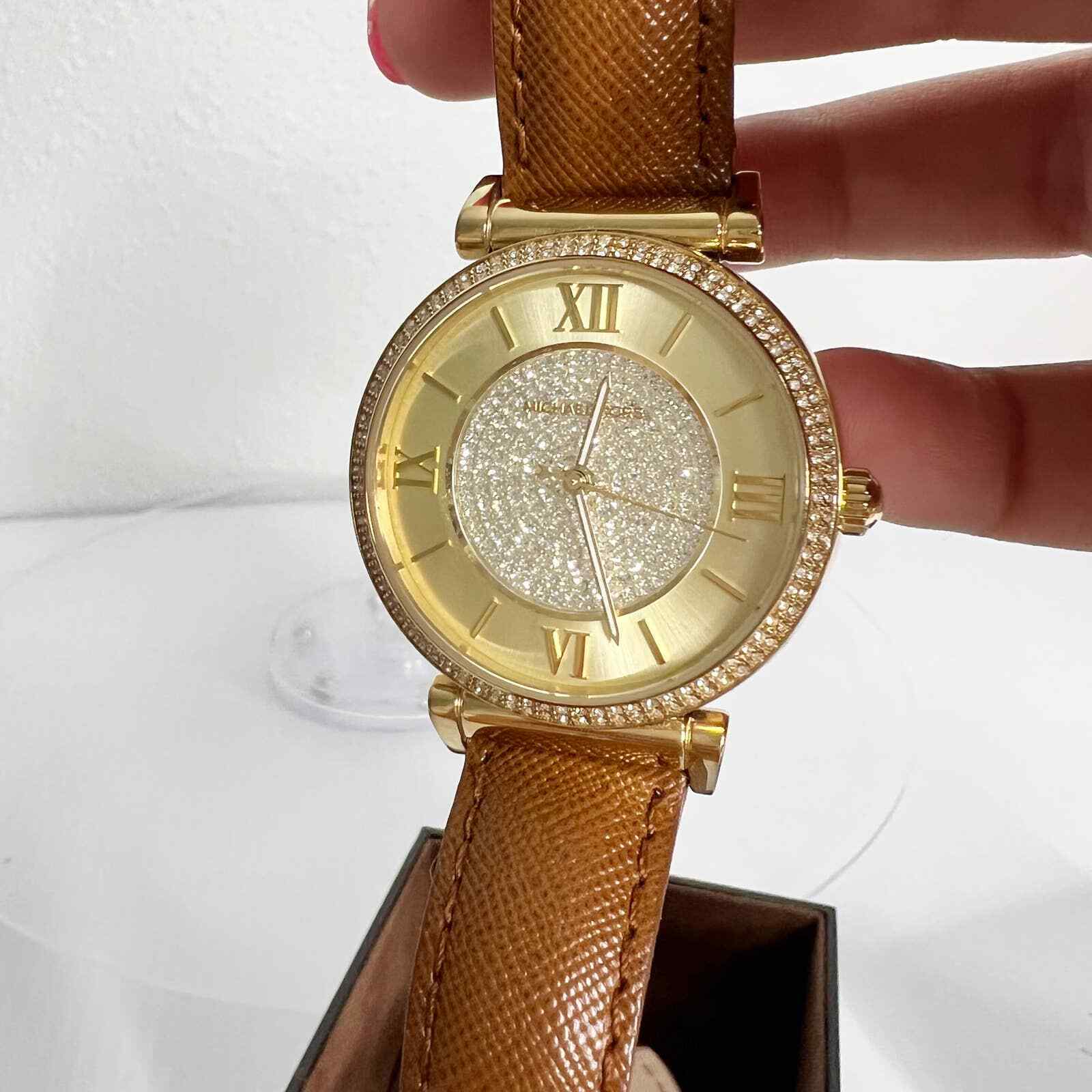  Shop Authentic Michael Kors Catlin Champagne Dial Brown Leather Strap Watch for Women - MK2375 - Luxxuri