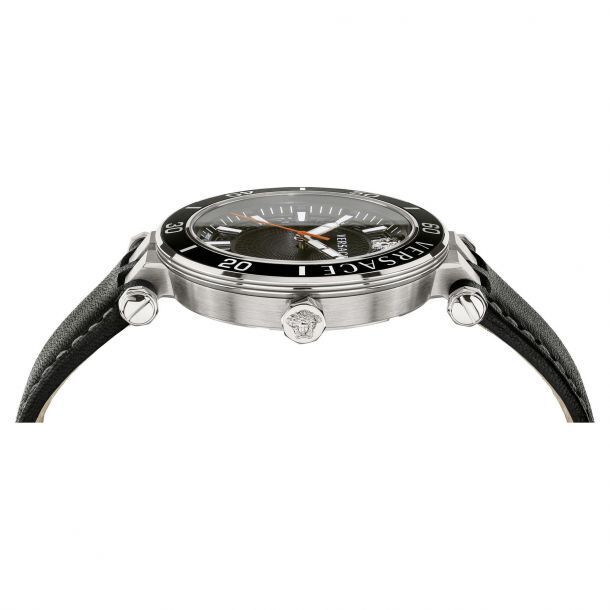  Shop Authentic Versace Greca Sport Quartz Black Dial Black Leather Strap Watch For Men - VEZ300221 - Luxxuri