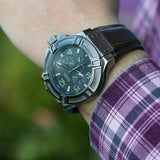  Shop Authentic Guess Rigor Analog Quartz Black Dial Brown Leather Strap Watch For Men - W0040G2 - Luxxuri