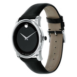 Shop Authentic Movado Museum Black Dial Black Leather Strap Watch For Men - 606502 - Luxxuri