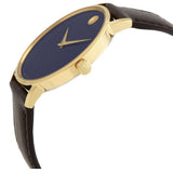  Shop Authentic Movado Ultra Slim Blue Dial Brown Leather Strap Watch For Women - 0607092 - Luxxuri