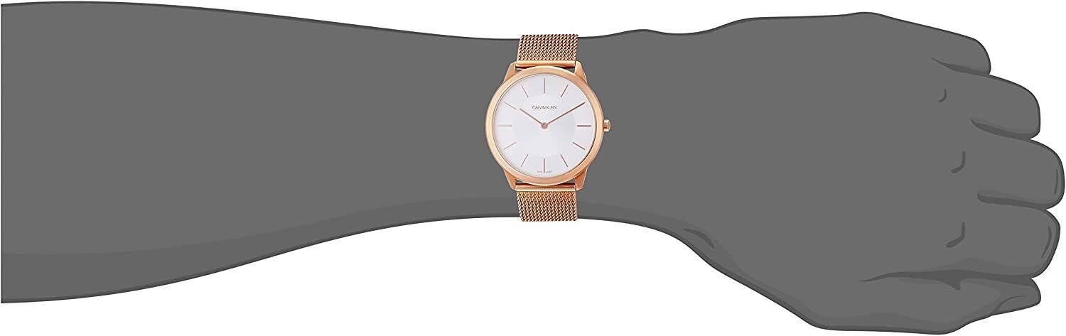  Shop Authentic Calvin Klein Minimal White Dial Rose Gold Mesh Bracelet Watch for Men - K3M21626 - Luxxuri