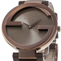  Shop Authentic Gucci Interlocking Brown Dial Brown Leather Strap Watch For Women - YA133309 - Luxxuri