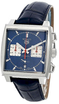  Shop Authentic Tag Heuer Monaco Automatic Chronograph Blue Dial Blue Leather Strap Watch for Men - CBL2111.FC6453 - Luxxuri