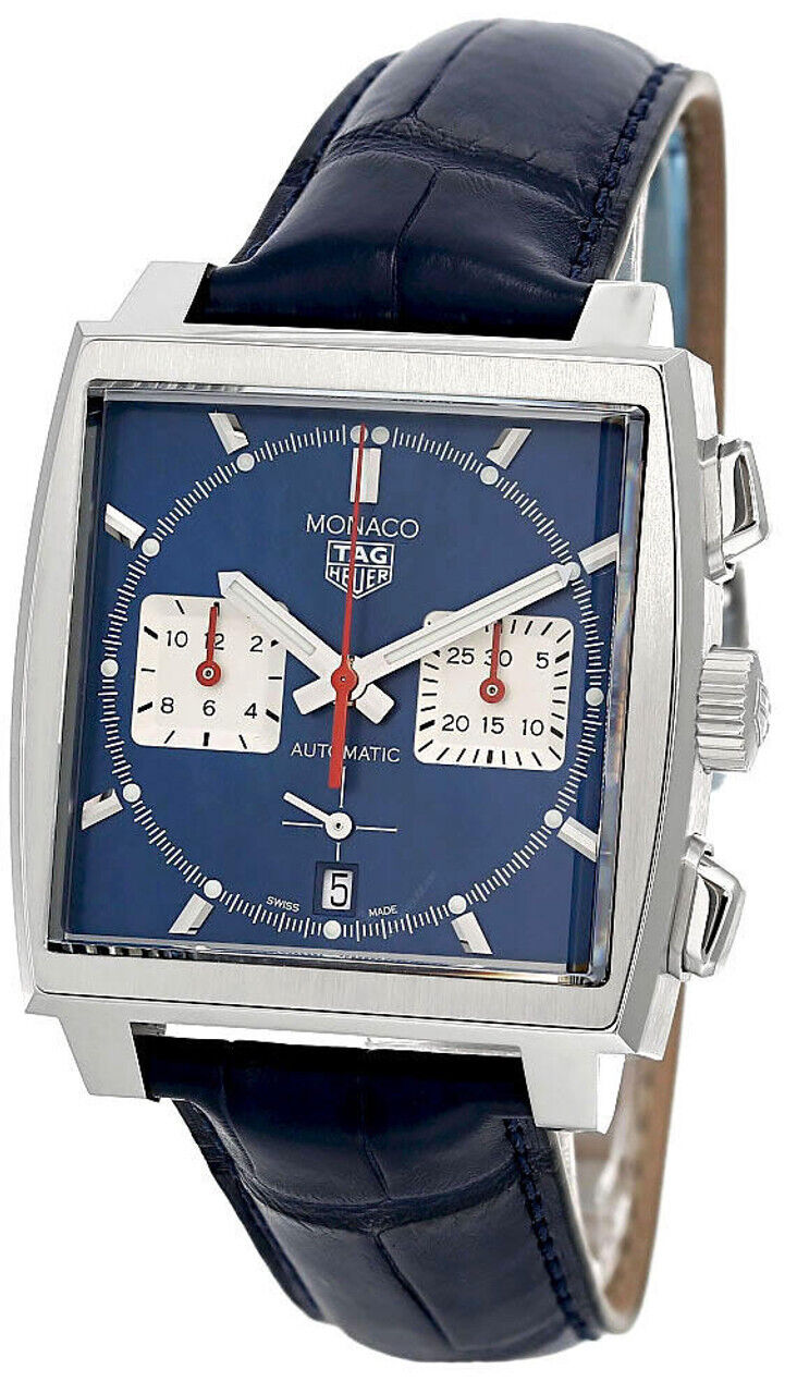  Shop Authentic Tag Heuer Monaco Automatic Chronograph Blue Dial Blue Leather Strap Watch for Men - CBL2111.FC6453 - Luxxuri