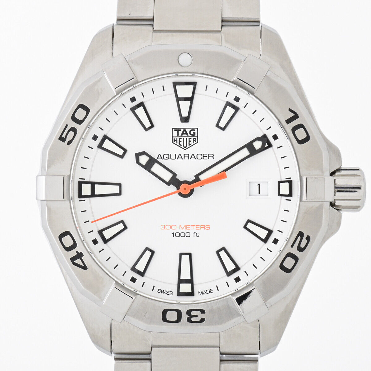  Shop Authentic Tag Heuer Aquaracer Quartz White Dial Silver Steel Strap Watch for Men - WBD1111.BA0928 - Luxxuri