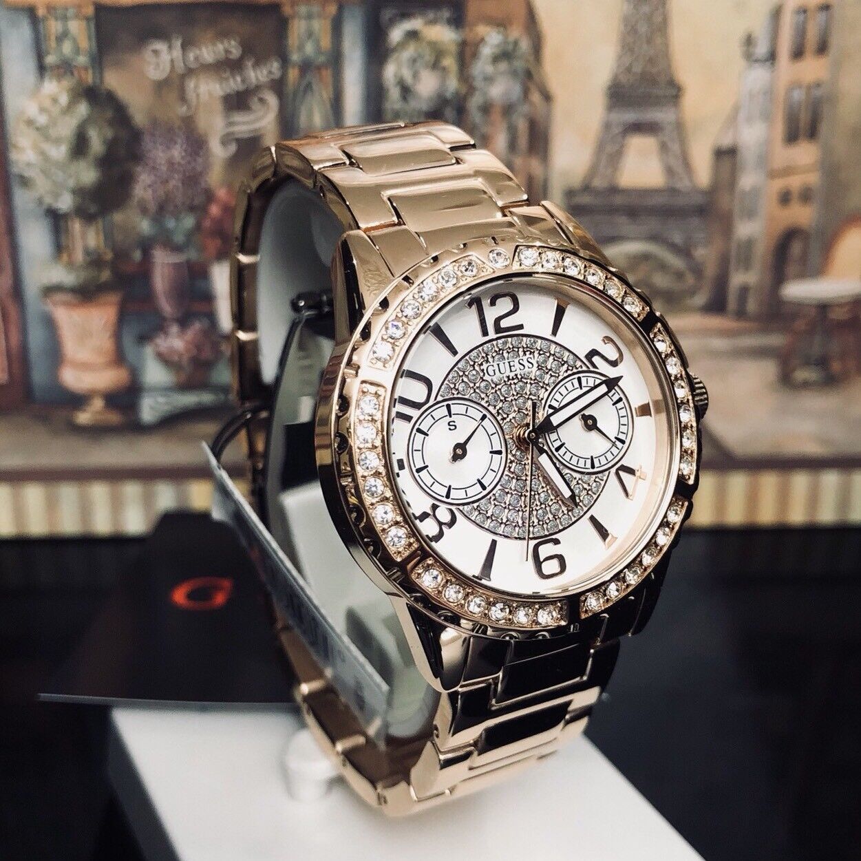  Shop Authentic Guess Sassy Quartz White Dial Rose Gold Steel Strap Watch For Women - W0705L3 - Luxxuri