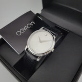  Shop Authentic Movado Museum Quartz Silver Dial Black Leather Strap Watch For Men - 2100001 - Luxxuri