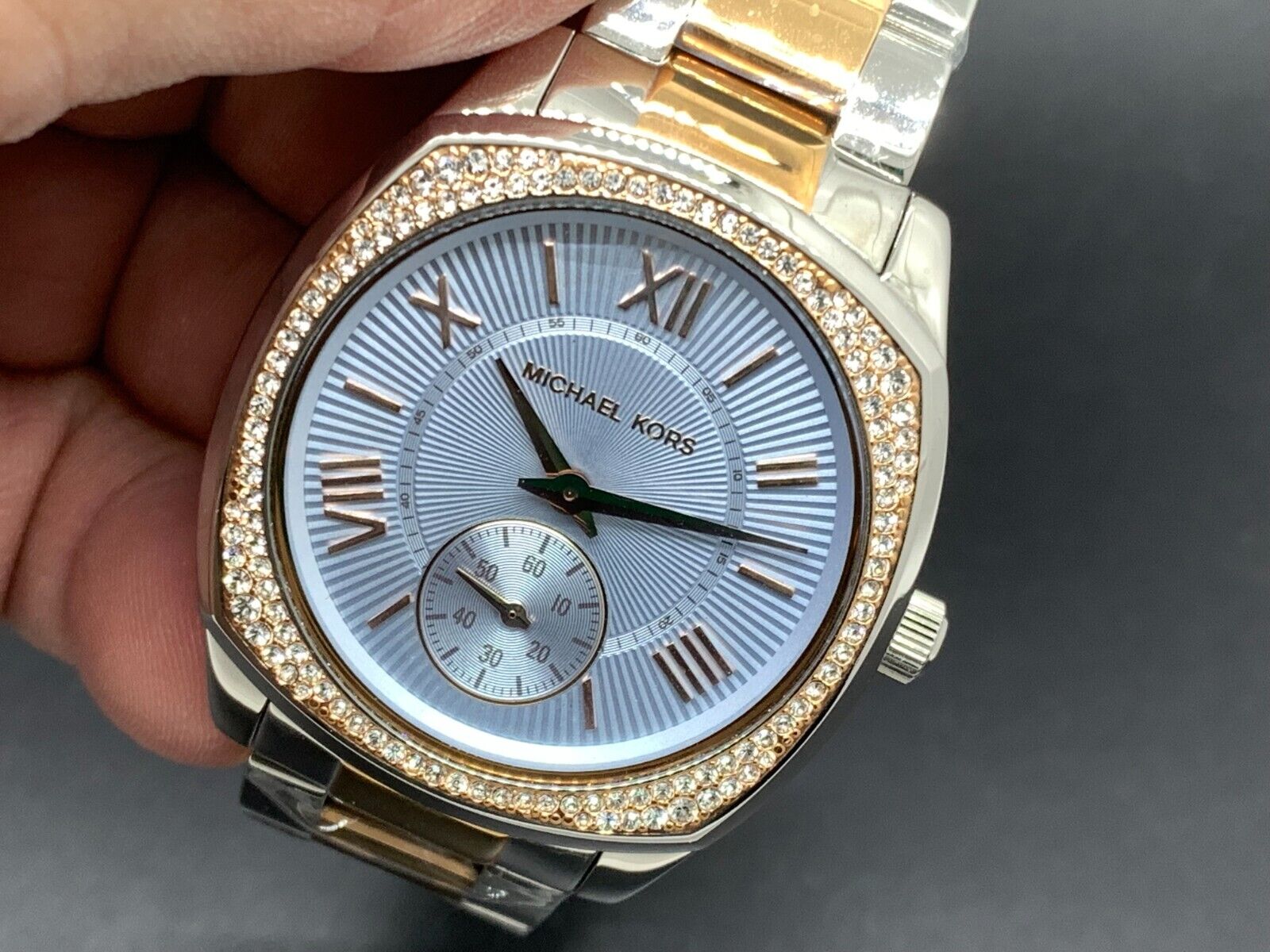  Shop Authentic Michael Kors Bryn Quartz Blue Dial Two Tone Steel Strap Watch For Women - MK6136 - Luxxuri