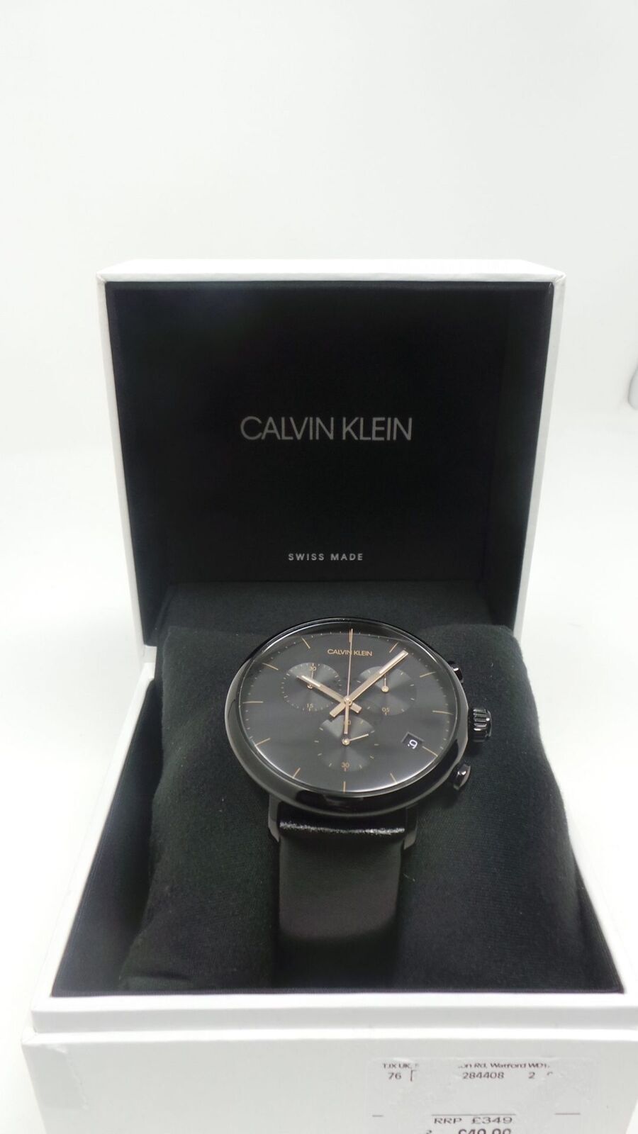  Shop Authentic Calvin Klein High Noon Black Dial Black Leather Strap Watch for Men - K8M274CB - Luxxuri