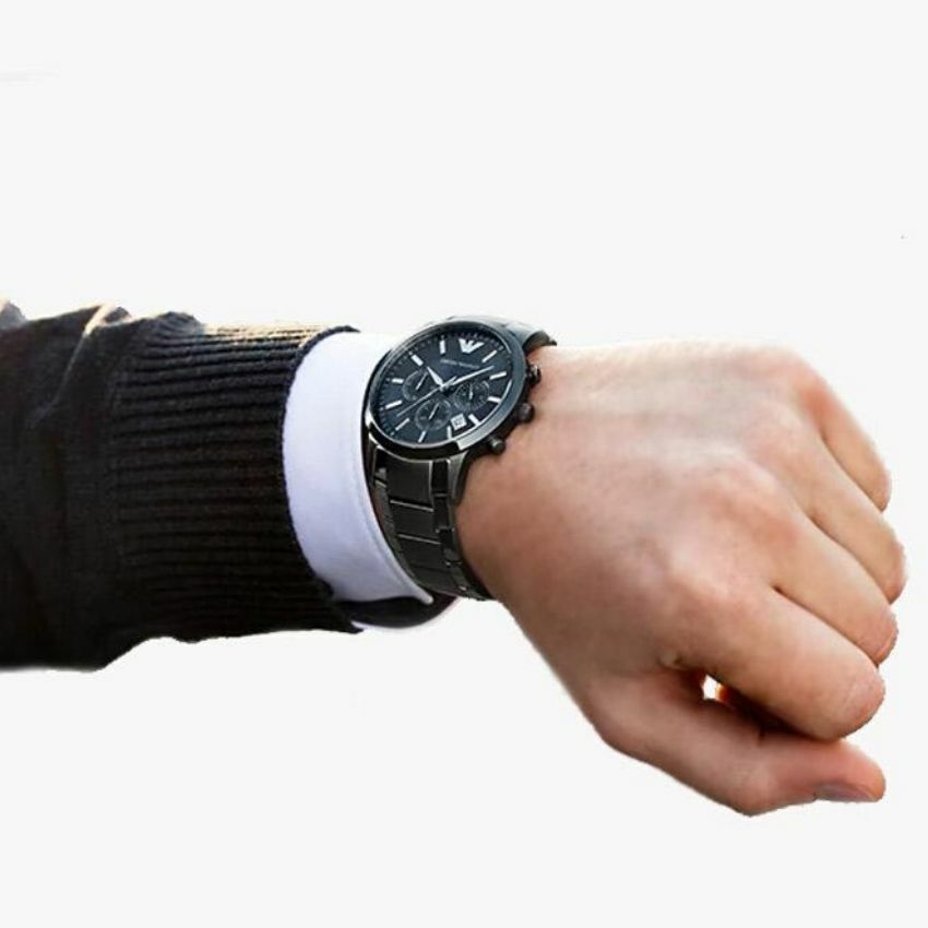  Shop Authentic Emporio Armani Classic Chronograph Black Dial Black Stainless Steel Strap Watch For Men - AR2453 - Luxxuri