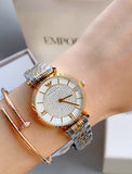  Shop Authentic Emporio Armani Gianni T Bar Analog White Dial Two Tone Steel Strap Watch For Women - AR2076 - Luxxuri