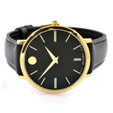  Shop Authentic Movado Ultra Slim Black Dial Black Leather Strap Watch For Women - 0607091 - Luxxuri