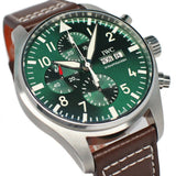  Shop Authentic IWC Pilot's Watch Chronograph Edition Racing Green 43mm Green Dial Brown Leather Strap Watch for Men - IW377726 - Luxxuri