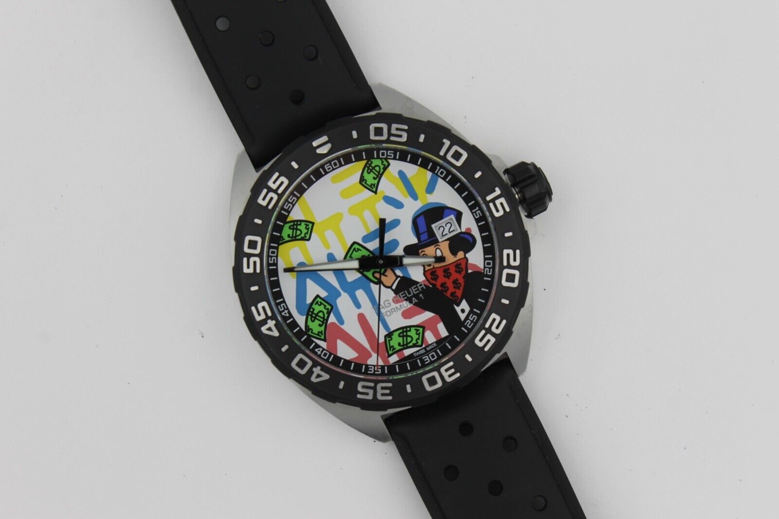 Tag Heuer Formula 1 Alec Monopoly Special Edition Black Rubber Strap Watch for Men - WAZ1119.FT8023