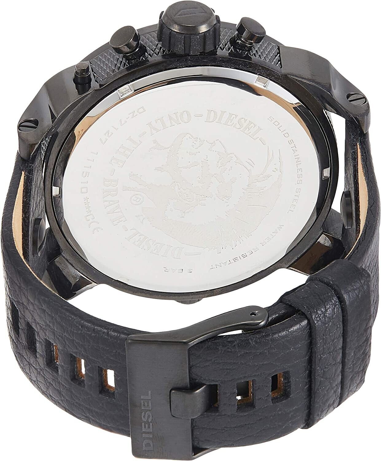  Shop Authentic Diesel Big Daddy Blue Dial Black Leather Strap Watch For Men - DZ7127 - Luxxuri