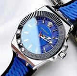  Shop Authentic Versace Chain Reaction Quartz Blue Dial Blue & Black Leather Strap Watch for Men - VEDY00119 - Luxxuri
