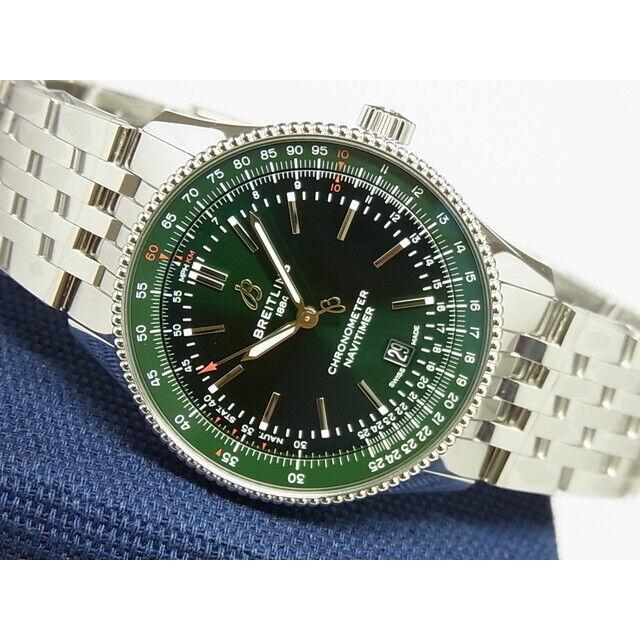  Shop Authentic Breitling Navitimer Automatic 41mm Green Dial Silver Steel Strap Watch for Men - A17326361L1A1 - Luxxuri