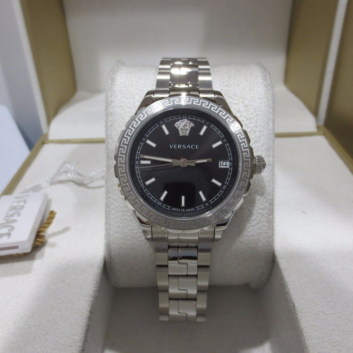  Shop Authentic Versace Hellenyium Black Dial Silver Steel Strap Watch for Women - V12020015 - Luxxuri