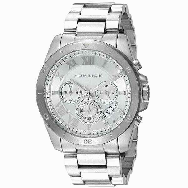  Shop Authentic Michael Kors Brecken Chronograph Silver Dial Silver Steel Strap Watch For Women - MK8562 - Luxxuri