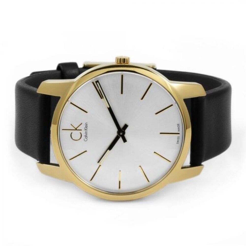  Shop Authentic Calvin Klein City Silver Dial Black Leather Strap Watch For Men - K2G21520 - Luxxuri